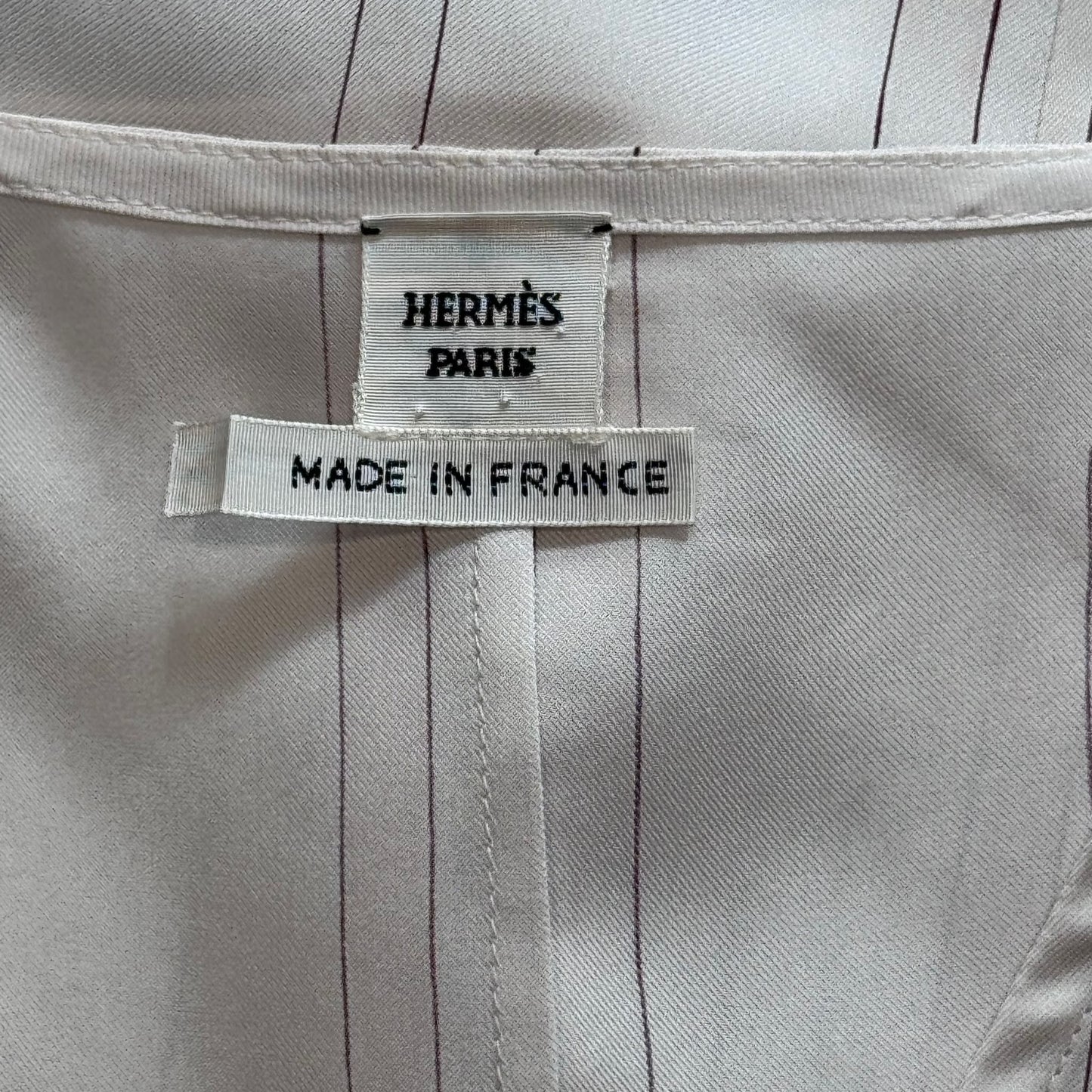 HERMÈS - DRESS MINI WHITE SILK WITH VIOLET PRINT AND BELT SIZE 34 FR