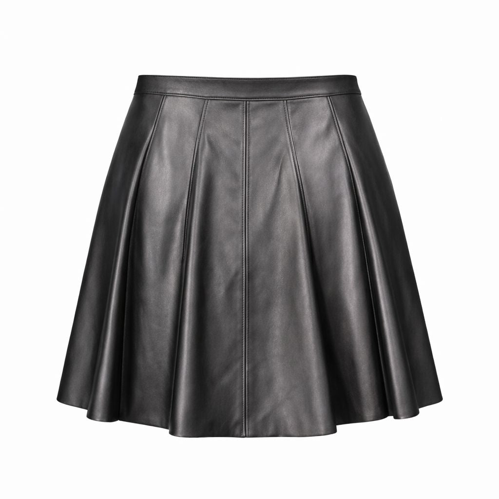MIU MIU - *BRAND NEW* SKIRT MIDI BLACK LAMBSKIN SIZE 40 IT