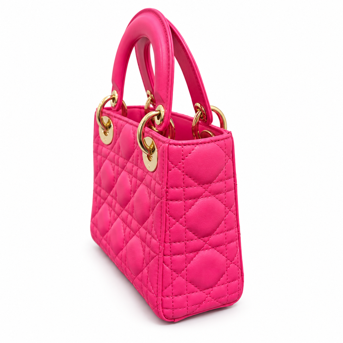 DIOR - *NEVER WORN* BAG MINI LADY DIOR PINK LAMBSKIN GOLD HARDWARE