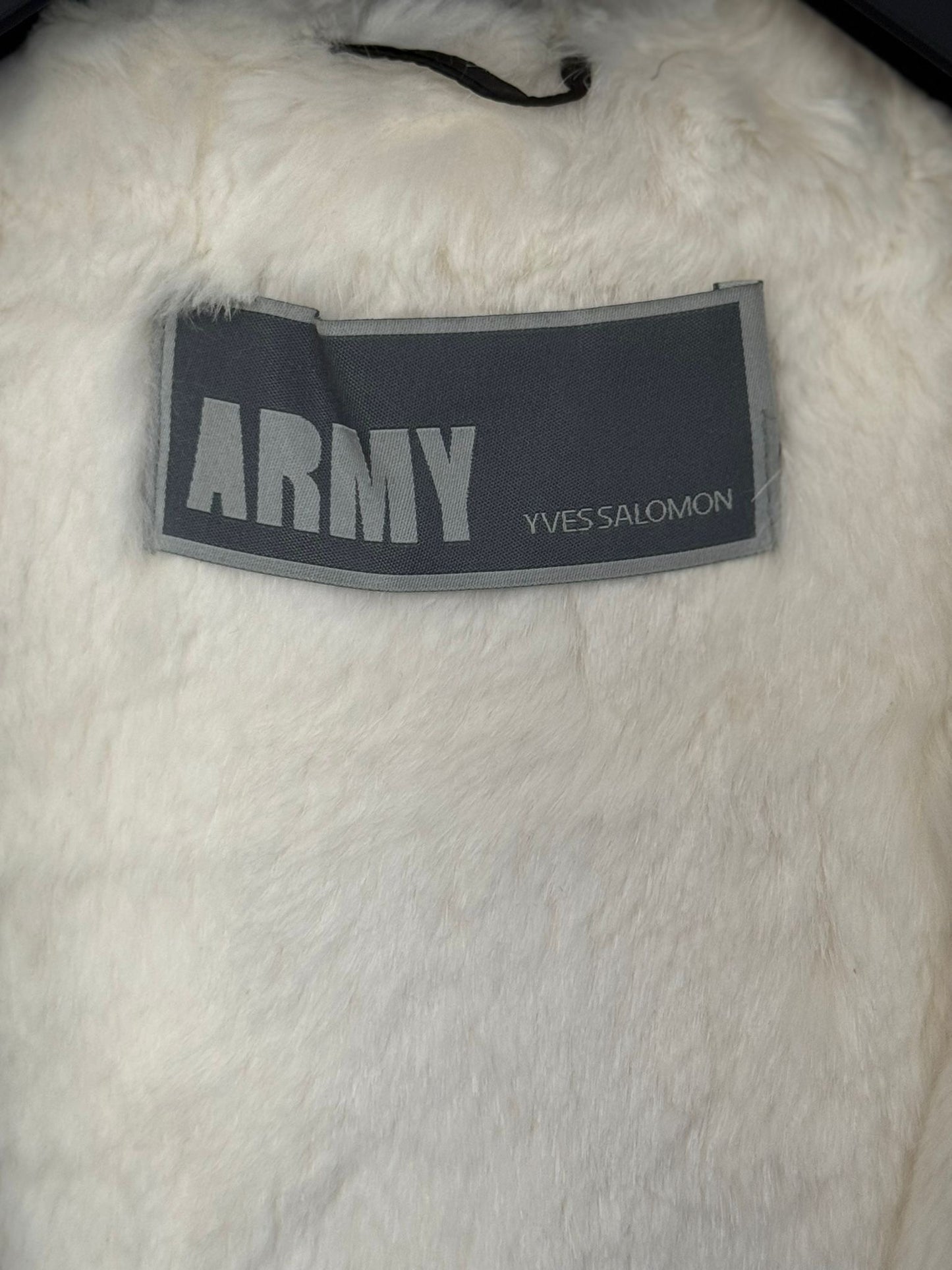 YVES SALOMON - PARKA IN DENIM LIGHT BLUE WITH ORILAG FUR LINING AND HOOD