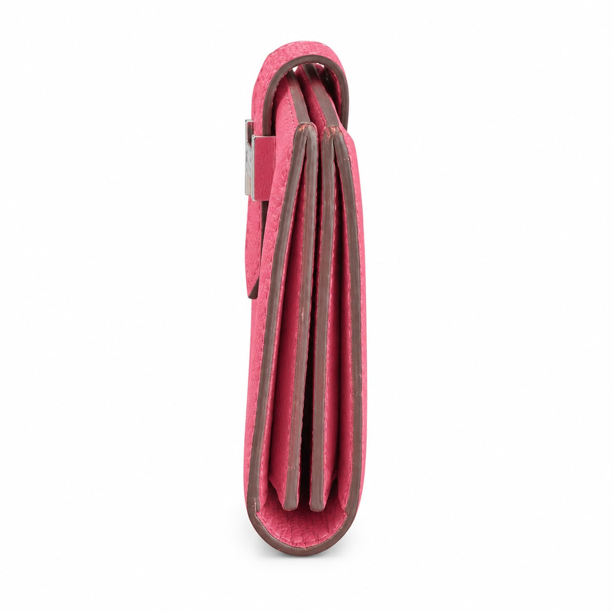 HERMÈS - WALLET MINI PINK CHÈVRE LEATHER PALLADIUM HARDWARE