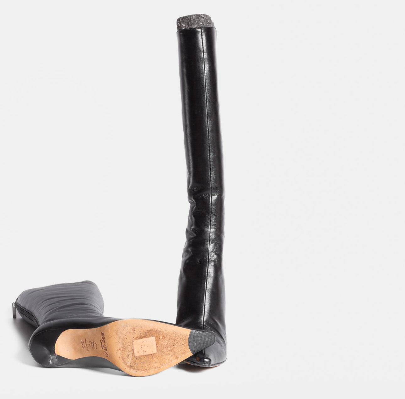 JIMMY CHOO - HIGH BOOTS BLACK LEATHER SIZE 37,5 EU