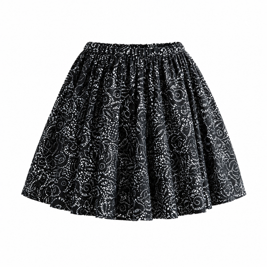 ALAÏA - SKIRT MINI LASER-CUT BLACK & WHITE SIZE 38 FR