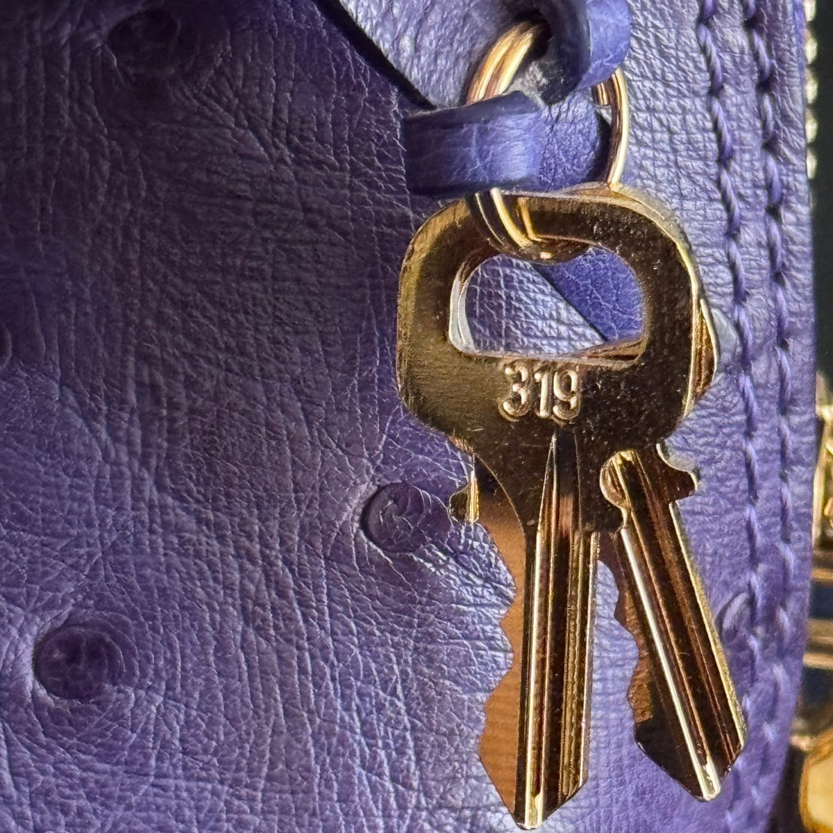 LOUIS VUITTON - BAG ALMA BB PURPLE OSTRICH LEATHER WITH GOLD-TONE HARDWARE