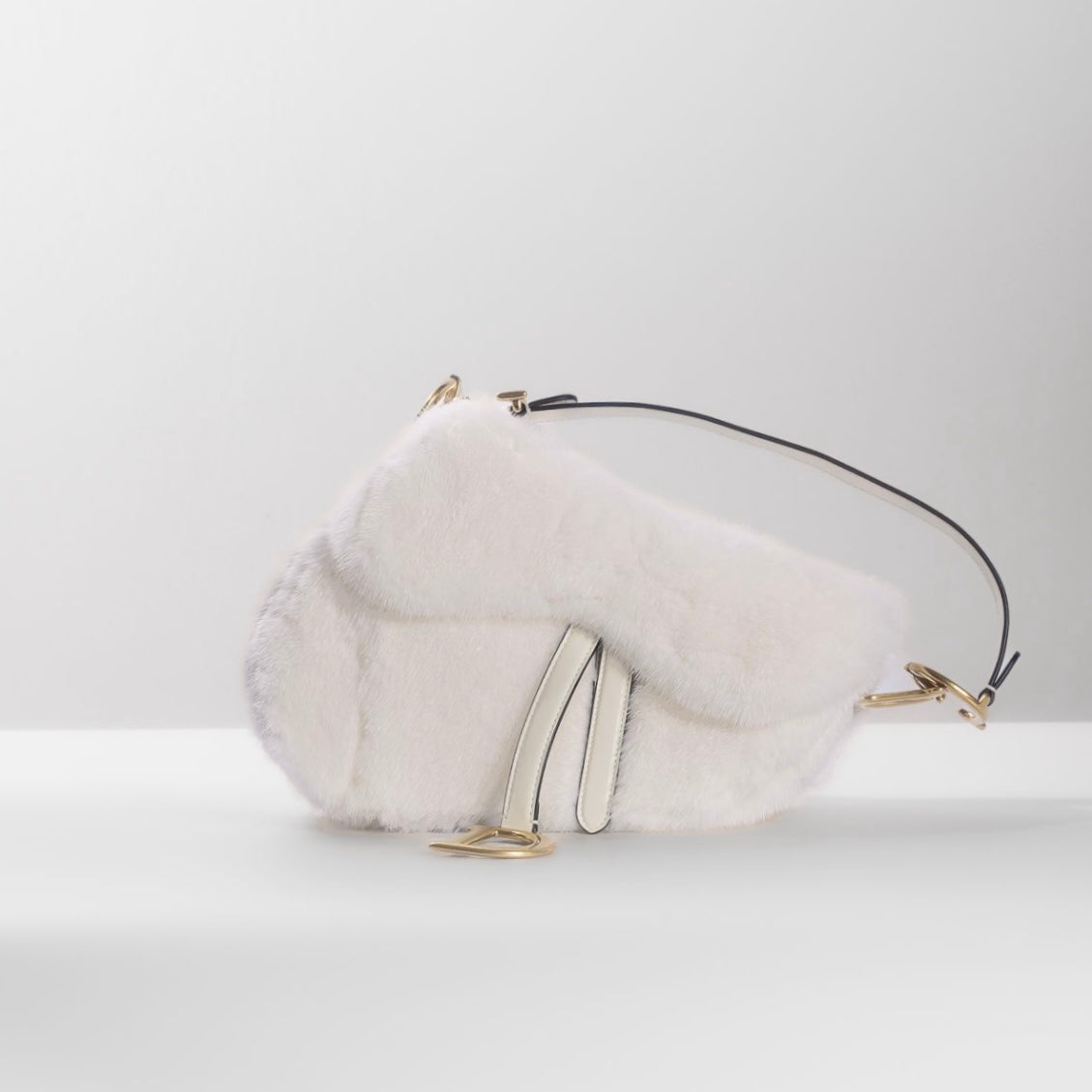 DIOR - *RARE* SADDLE BAG MEDIUM WHITE MINK FUR