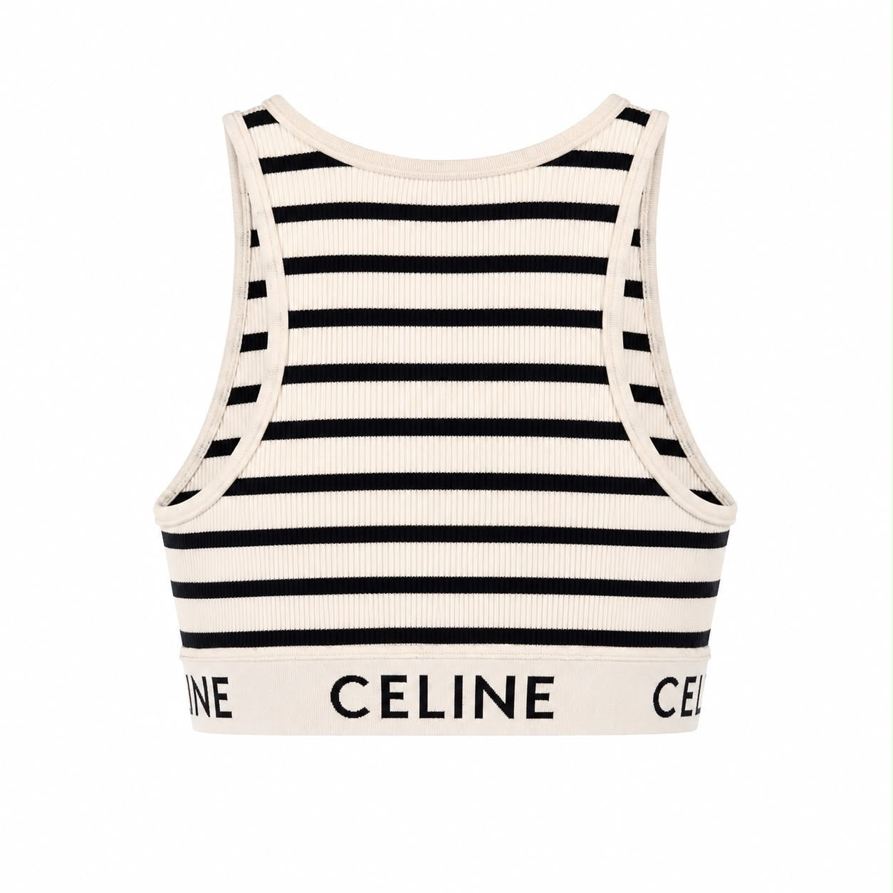 CÉLINE - TANK TOP WHITE STRIPED RIB KNIT SIZE M