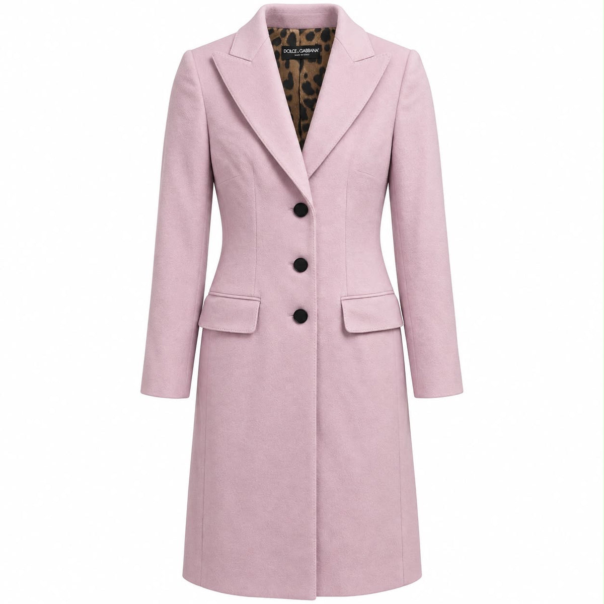 DOLCE & GABBANA - LONG COAT BON TON PINK WOOL SIZE 38 IT