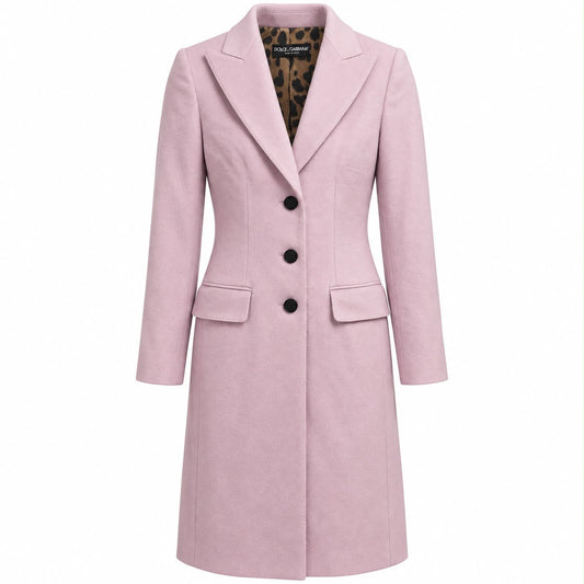 DOLCE & GABBANA - LONG COAT BON TON PINK WOOL SIZE 38 IT