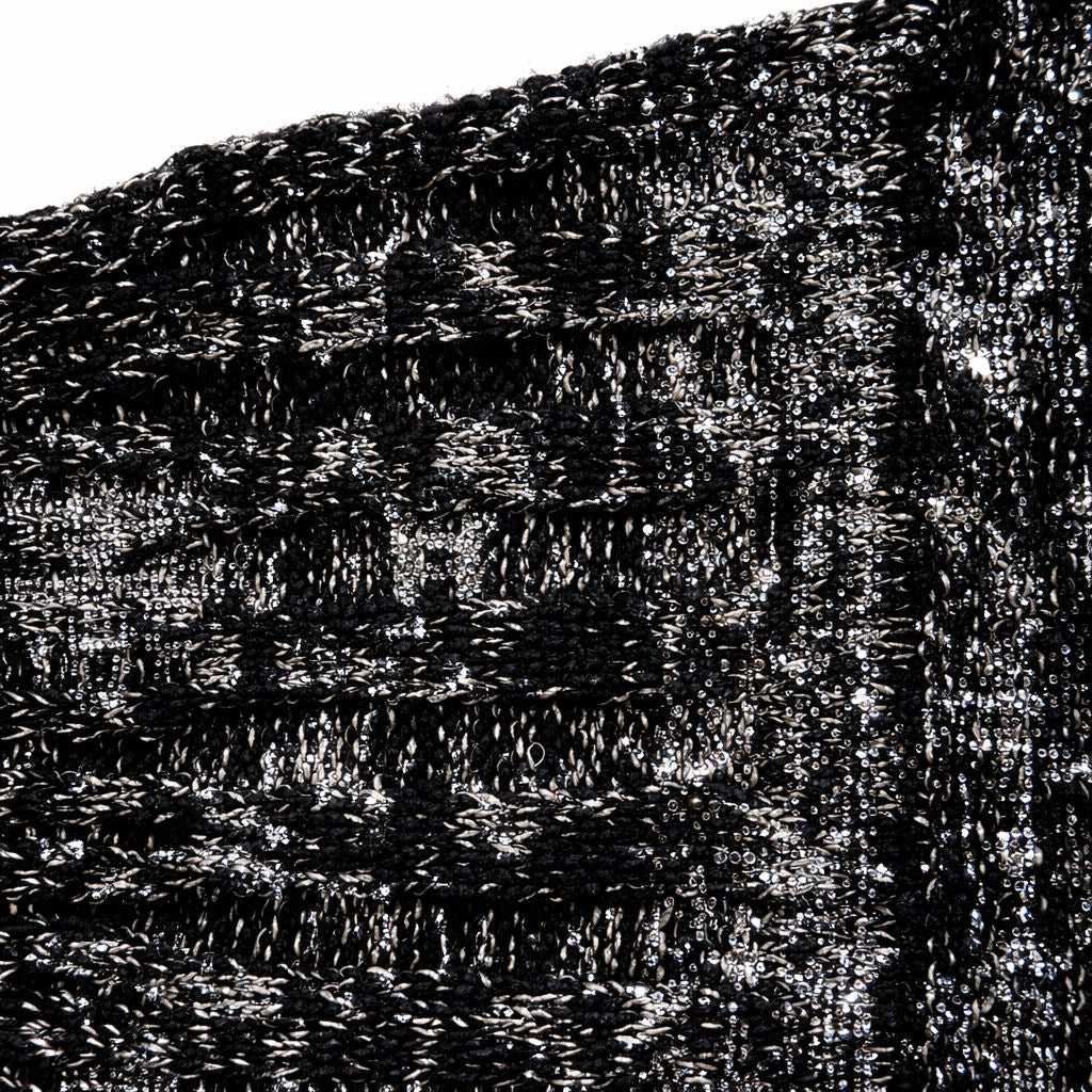 CHANEL - HAT & SCARF BLACK AND  WHITE WITH CRYSTALS SIZE S