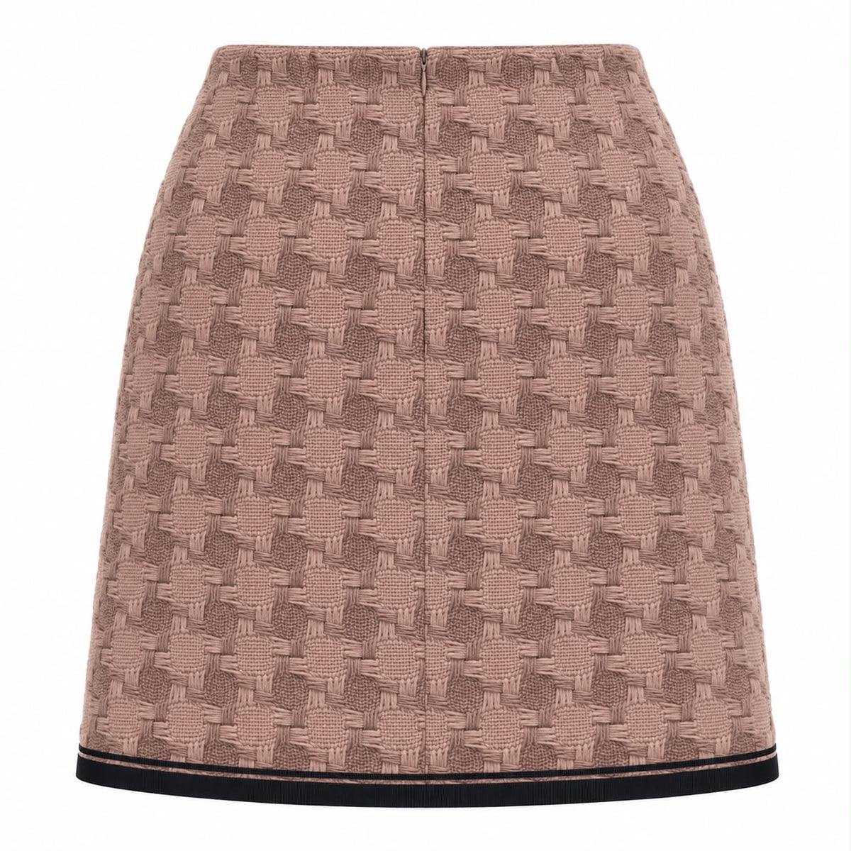 CHANEL – SKIRT TWEED HAZELNUT BROWN WOOL HOUNDSTOOTH SIZE 48 FR