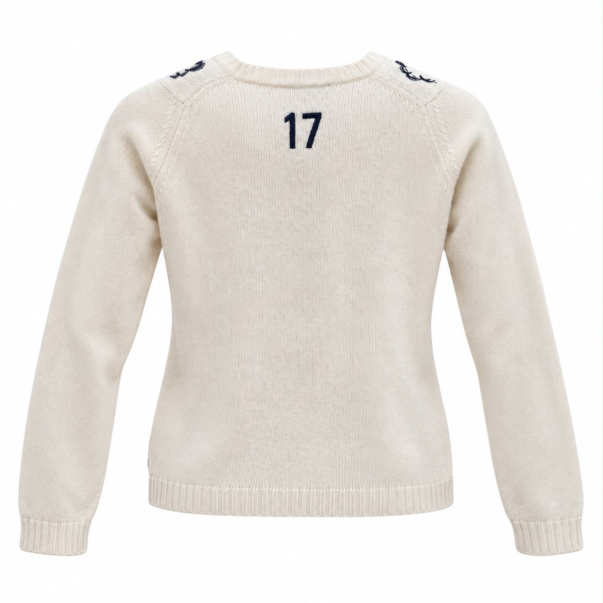 DIOR - SWEATER L’ÉTOILE IVORY CASHMERE & SILK WOTH NAVY BLUE STAR AND FLORAL EMBROIDERY SIZE 36 IT