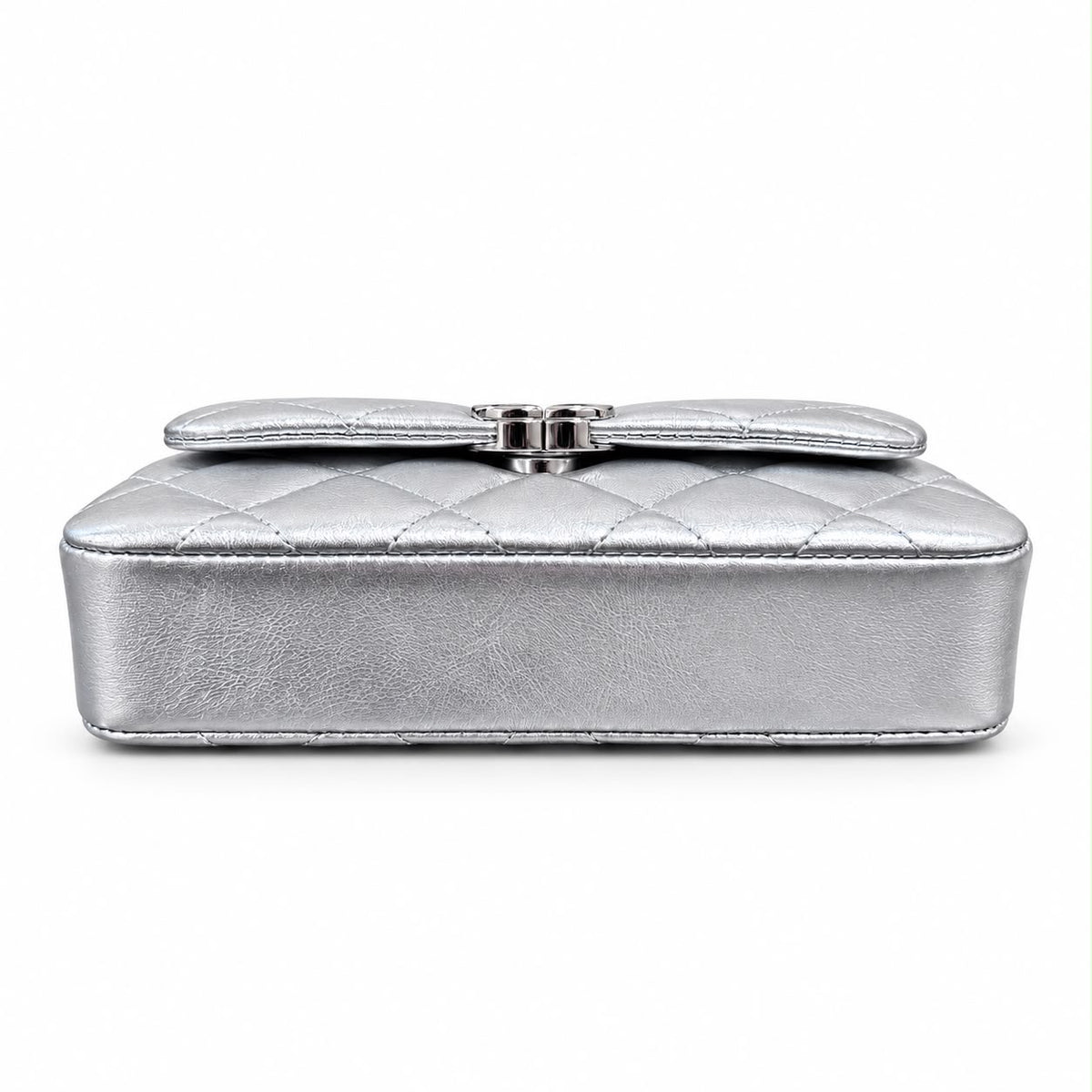CHANEL - *NEW* BAG CLASSIC FLAP MINI SILVER LAMBSKIN SILVER HARDWARE