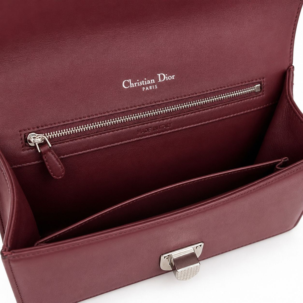 DIOR - BAG DIORAMA MEDIUM BURGUNDY TWEED AND LEATHER SILVER HARDWARE
