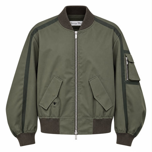 DIOR - JACKET BOMBER KHAKI GREEN & ORANGE INTERIOR SIZE S