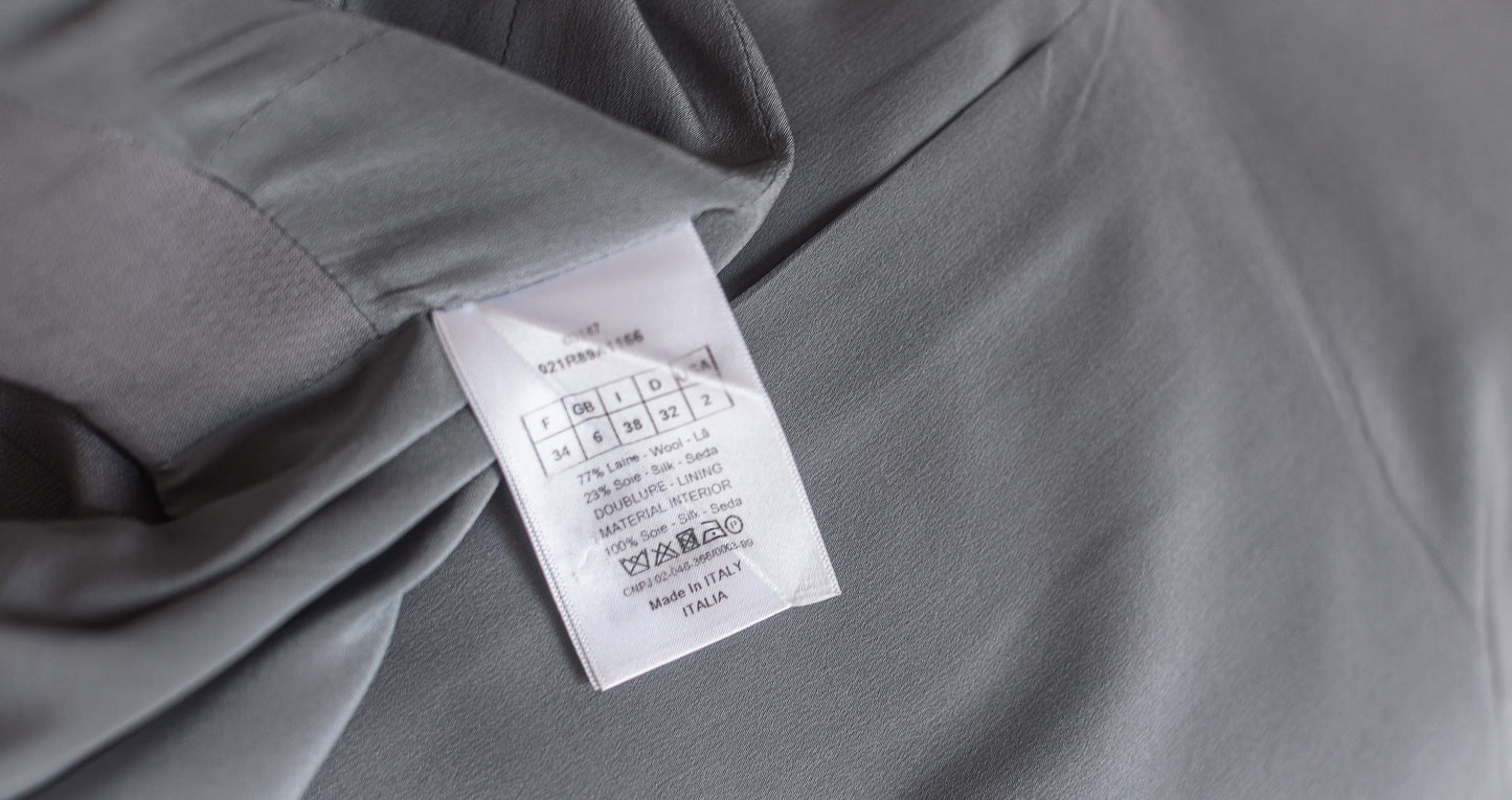 DIOR - DRESS SLEVELESS DOUBLE-BREASTED IN GREY WOOL-SILK SIZE 36 FR