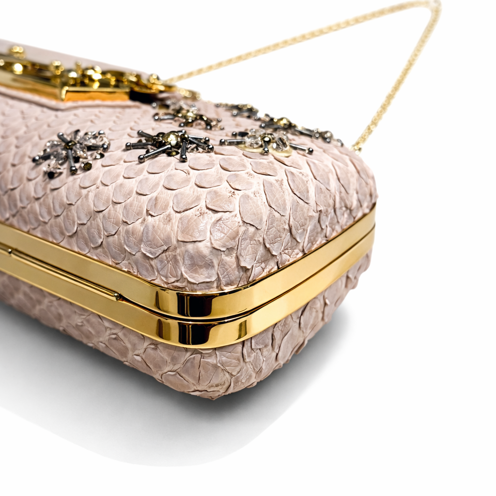 LOUIS VUITTON - *RARE* POCHETTE PINK PYTHON WITH EMBROIDERY