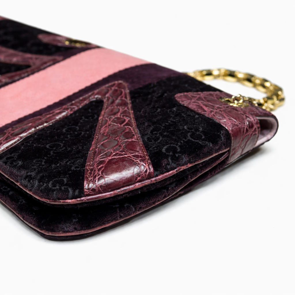 GUCCI - *LIMITED EDITION* TOM FORD BAG VELVET MONOGRAM & CROCODILE PURPLE