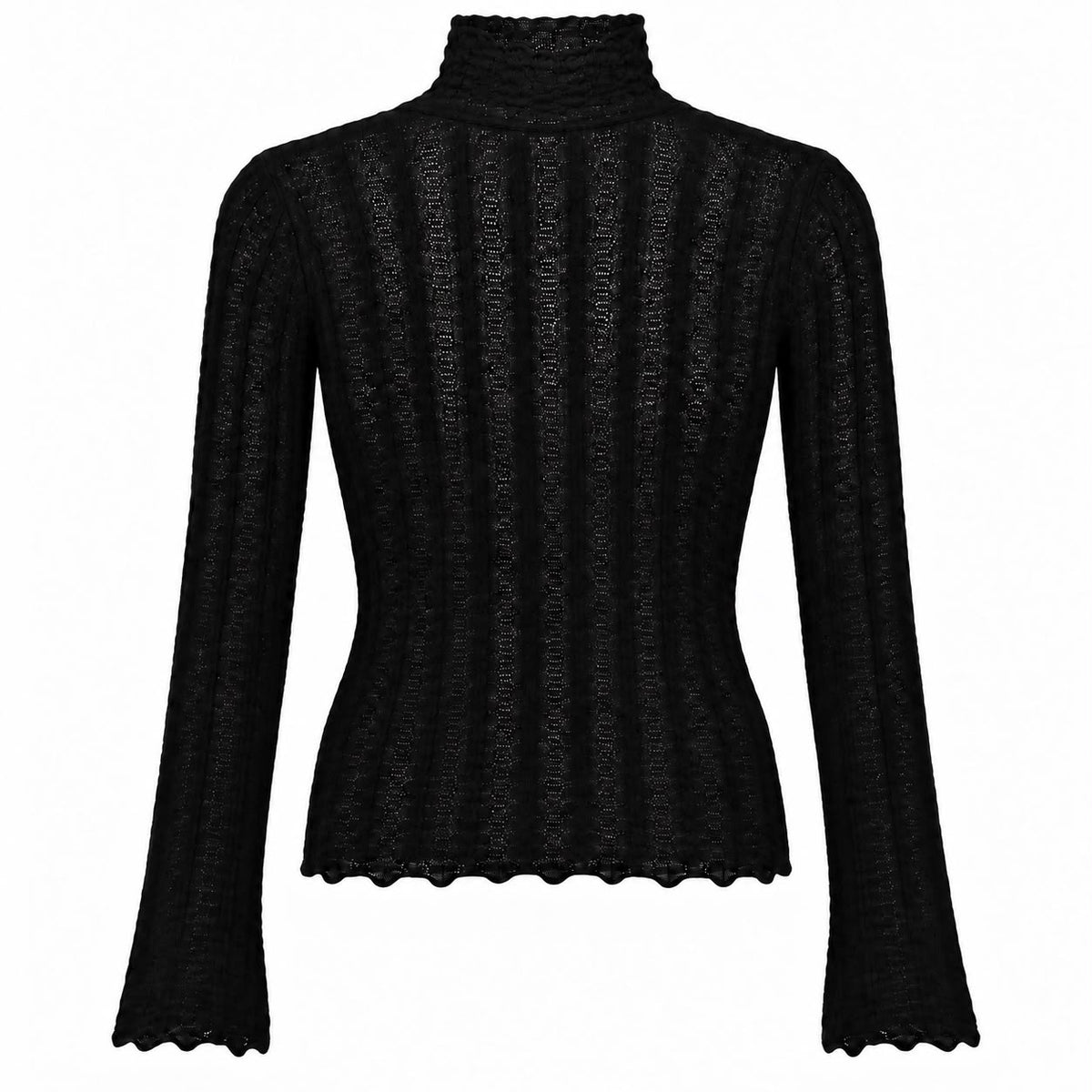 ERMANNO SCERVINO - SWEATER TURTLENECK BLACK SHEER WOOL SIZE 36 IT