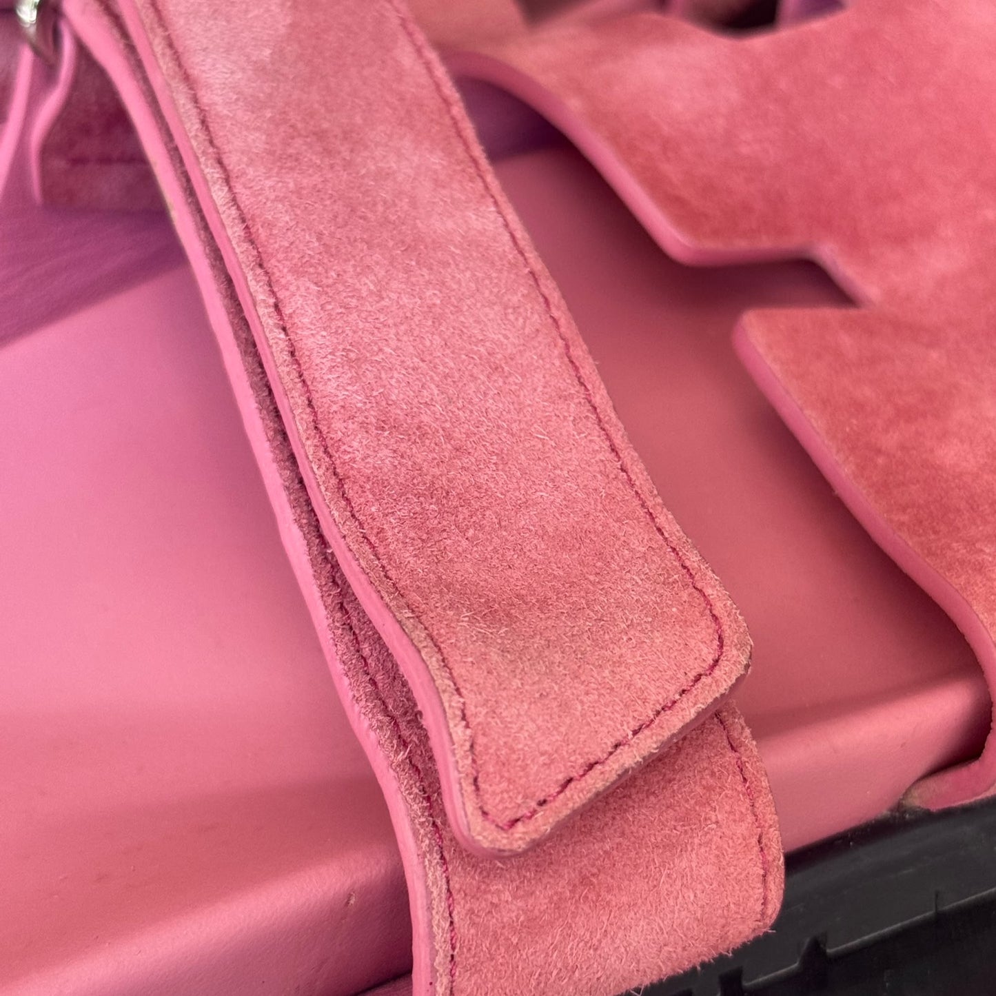 HERMÈS - SANDALS CHYPRES PINK SUEDE LEATHER SIZE 37