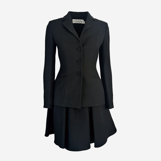 DIOR - BAR JACKET & SKIRT SET BLACK SIZE 34 FR