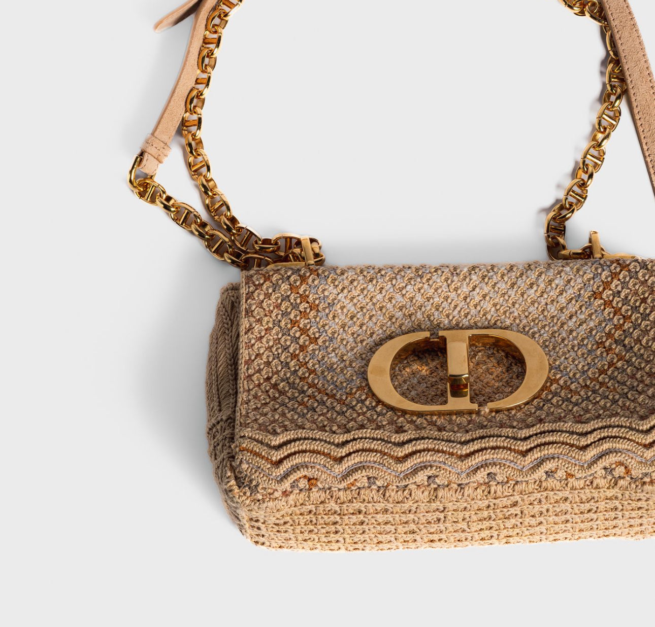 DIOR - BAG CARO IN BEIGE RAFFIA &  SUEDE