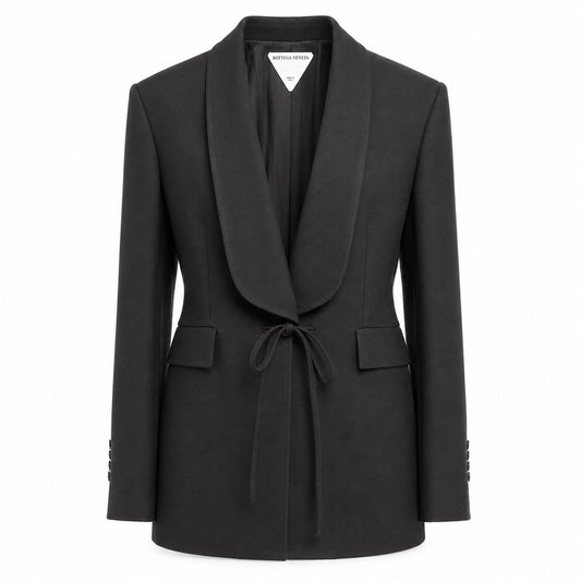 BOTTEGA VENETA - BLAZER OTTOMAN BLACK JACKET SIZE 38 IT