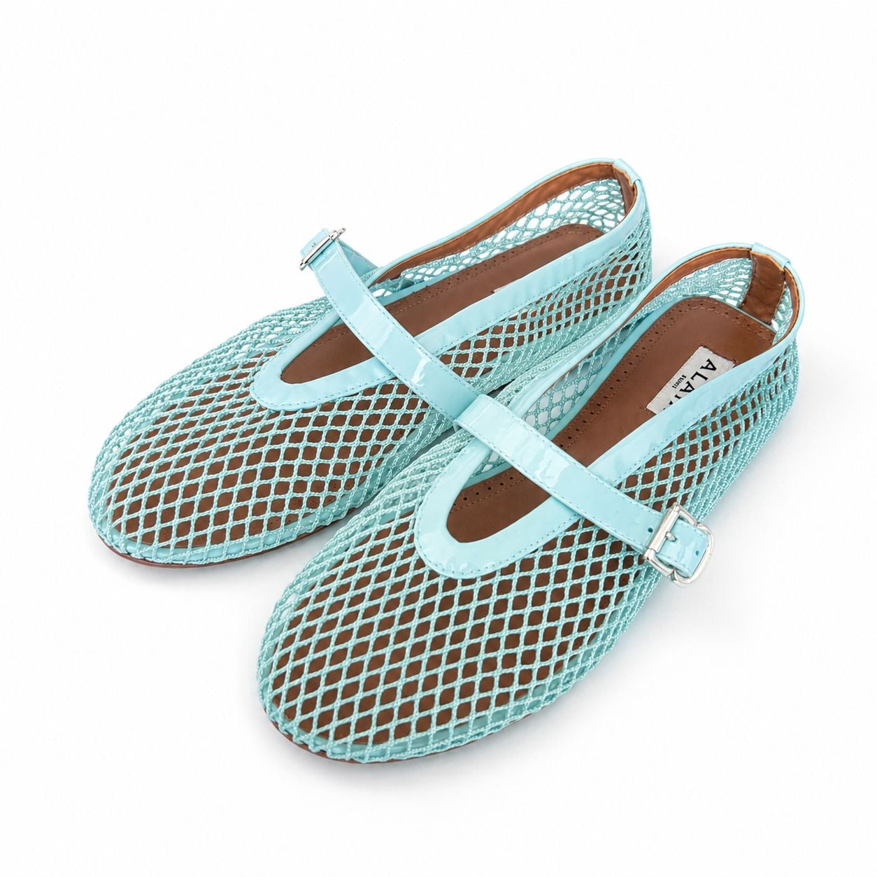ALAÏA - *NEW* BALLET FLATS MARY JANE TURQUOISE MESH SIZE 38 EU