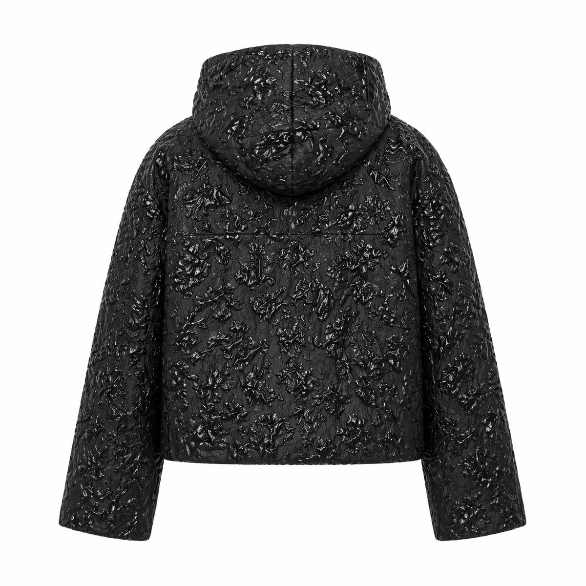 VALENTINO - JACKET HOODED BLACK FLORAL JACQUARD SIZE S