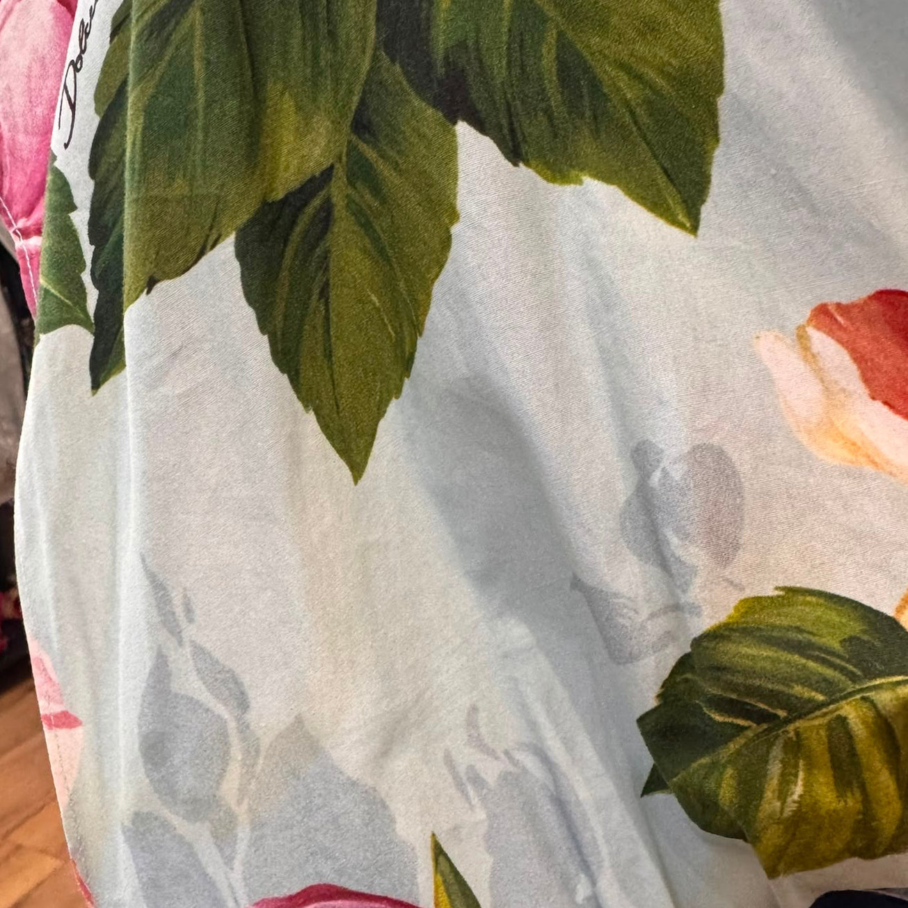 DOLCE & GABBANA - DRESS MIDI FLORAL PRINT COTTON POPLIN WITH BELT SIZE 48 IT