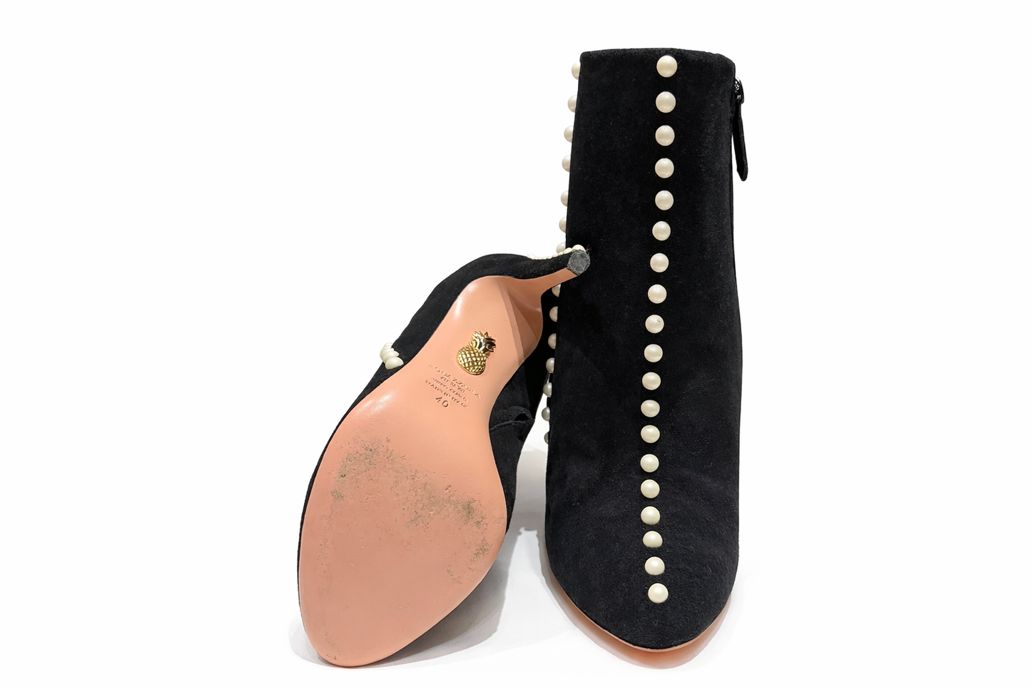 AQUAZZURRA - ANKLE BOOTS WITH WHITE PEARLS SIZE 40 EU