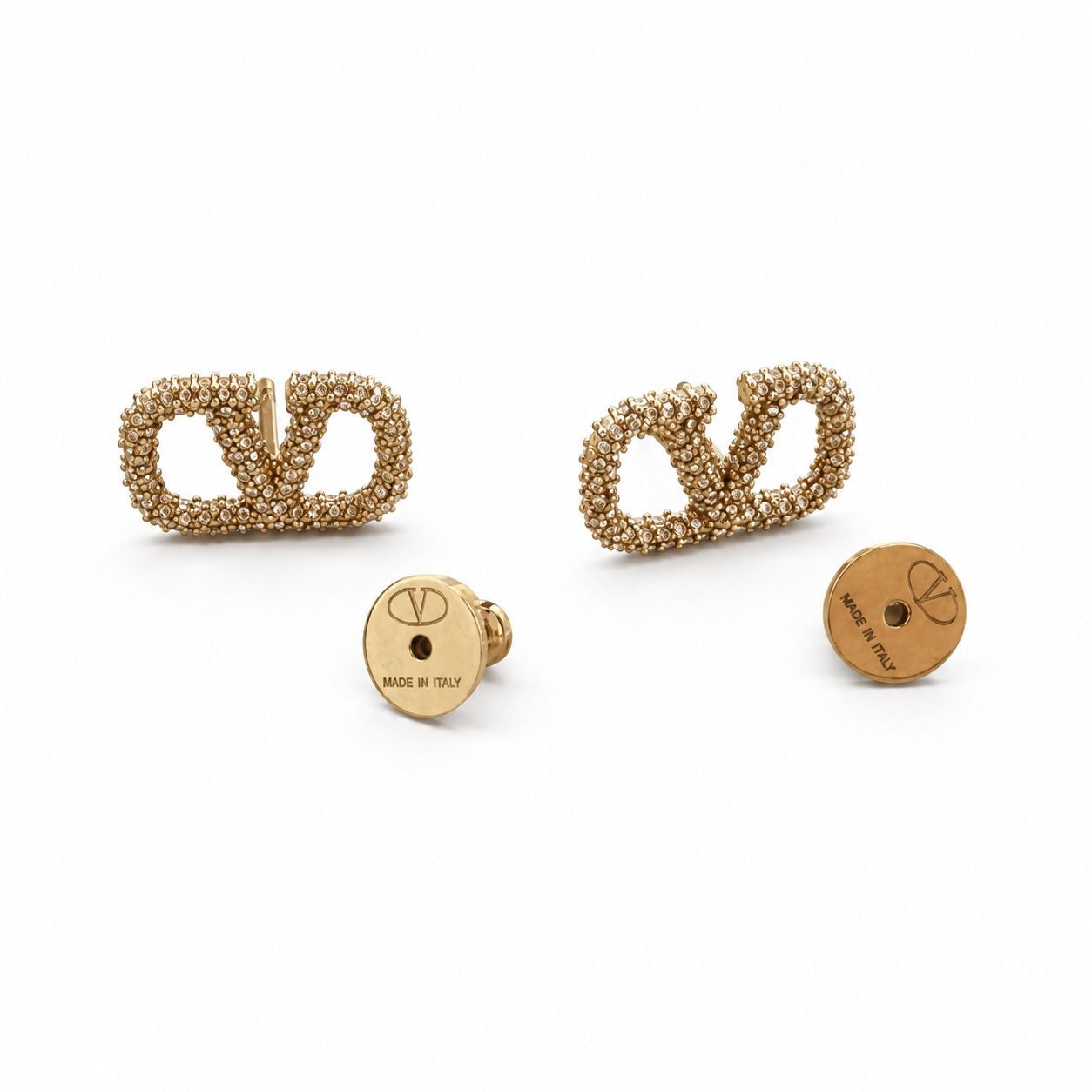 VALENTINO - *NEW* EARRINGS VLOGO SIGNATURE GOLD-TONE WITH CRYSTALS