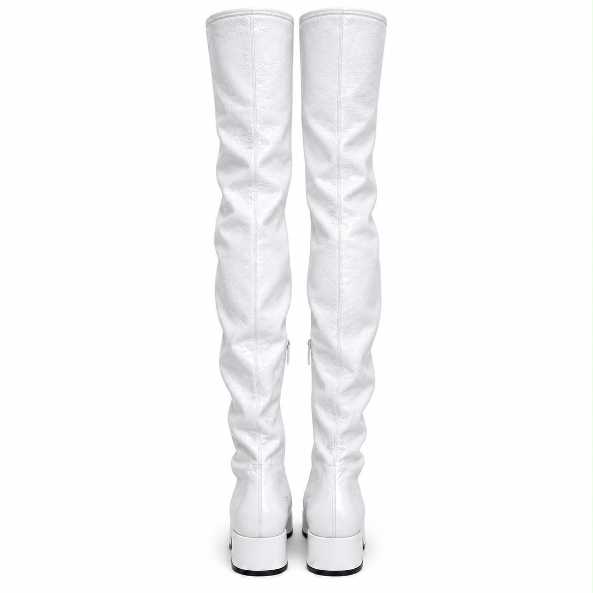 PRADA - HIGH BOOTS WHITE NAPLAK LEATHER SIZE 39 EU