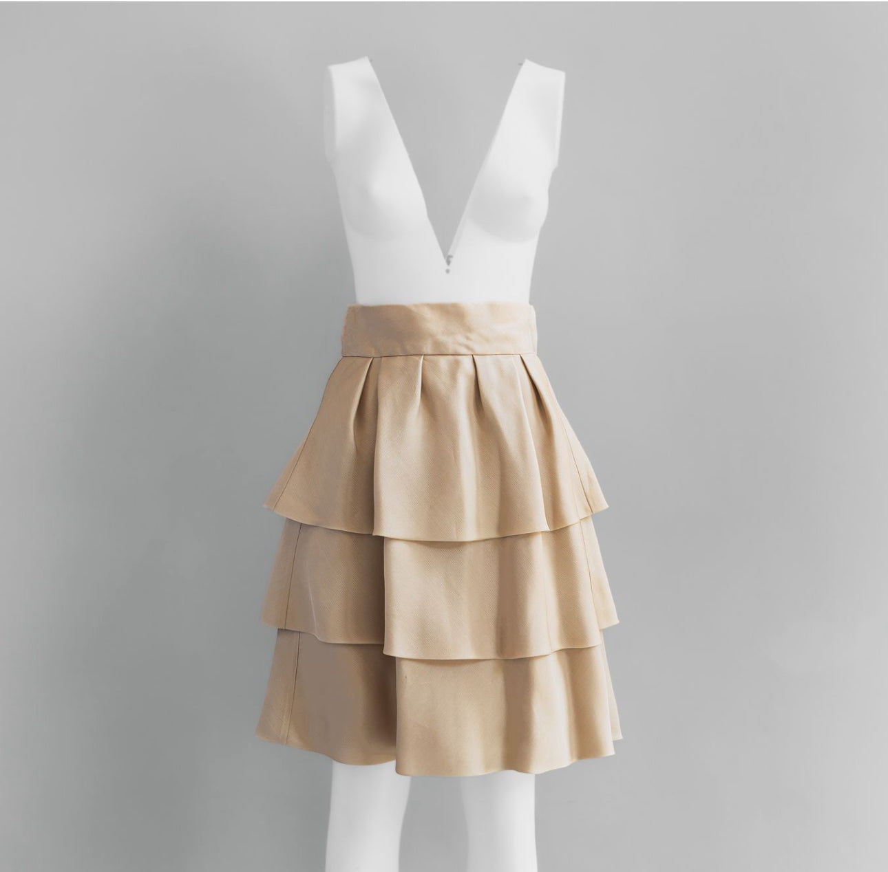 CHLOÉ - SKIRT BEIGE TIERED SILK SIZE 36 FR