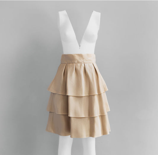 CHLOÉ - SKIRT BEIGE TIERED SILK SIZE 36 FR