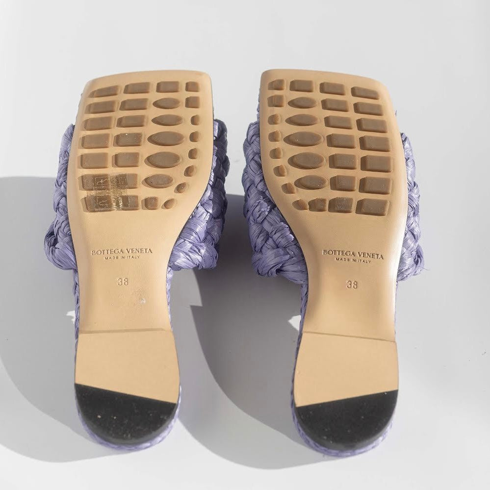 BOTTEGA VENETA - RAFIA STRECH FLAT SANDALS LILLA