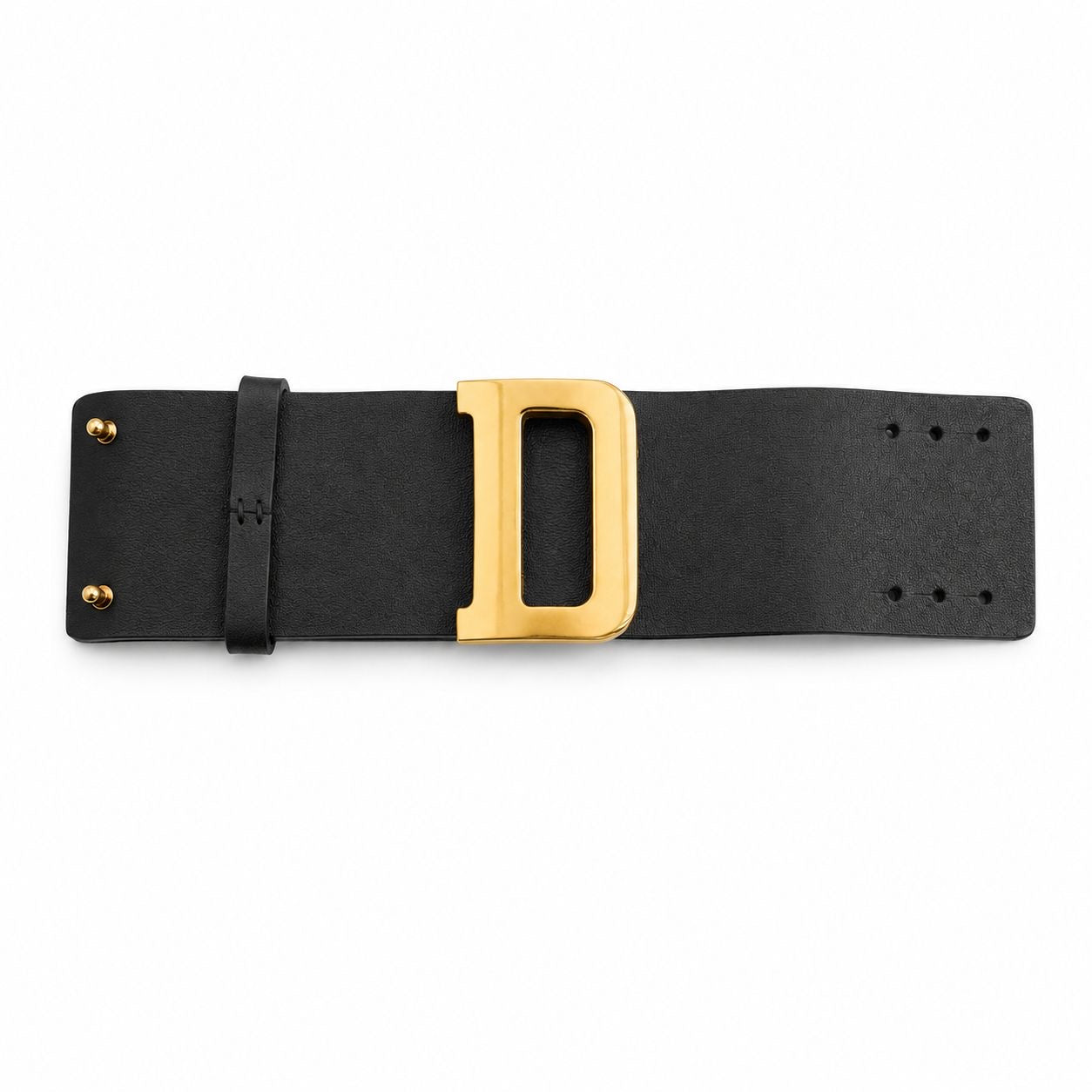 DIOR - *NEW* BRACELET DIORQUAKE BLACK LEATHER GOLD HARDWARE