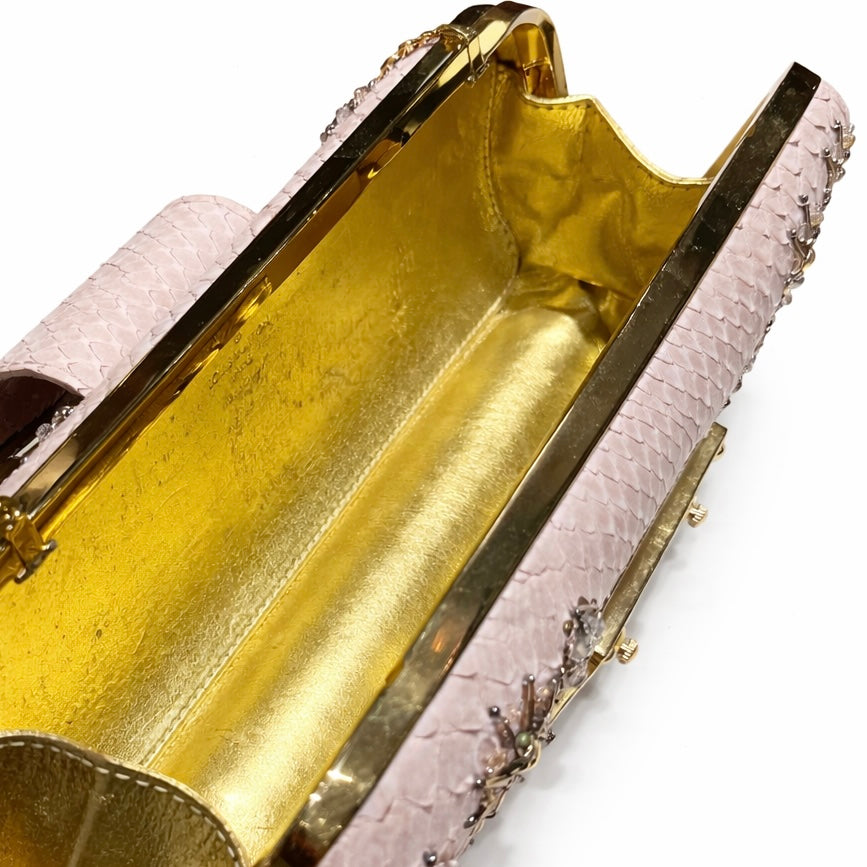 LOUIS VUITTON - *RARE* POCHETTE PINK PYTHON WITH EMBROIDERY