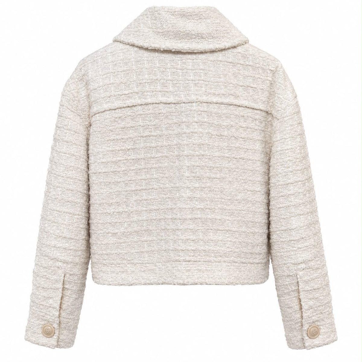 GUCCI - JACKET BOMBER TWEED WHITE WITH LOGO BUTTONS SIZE 38 IT