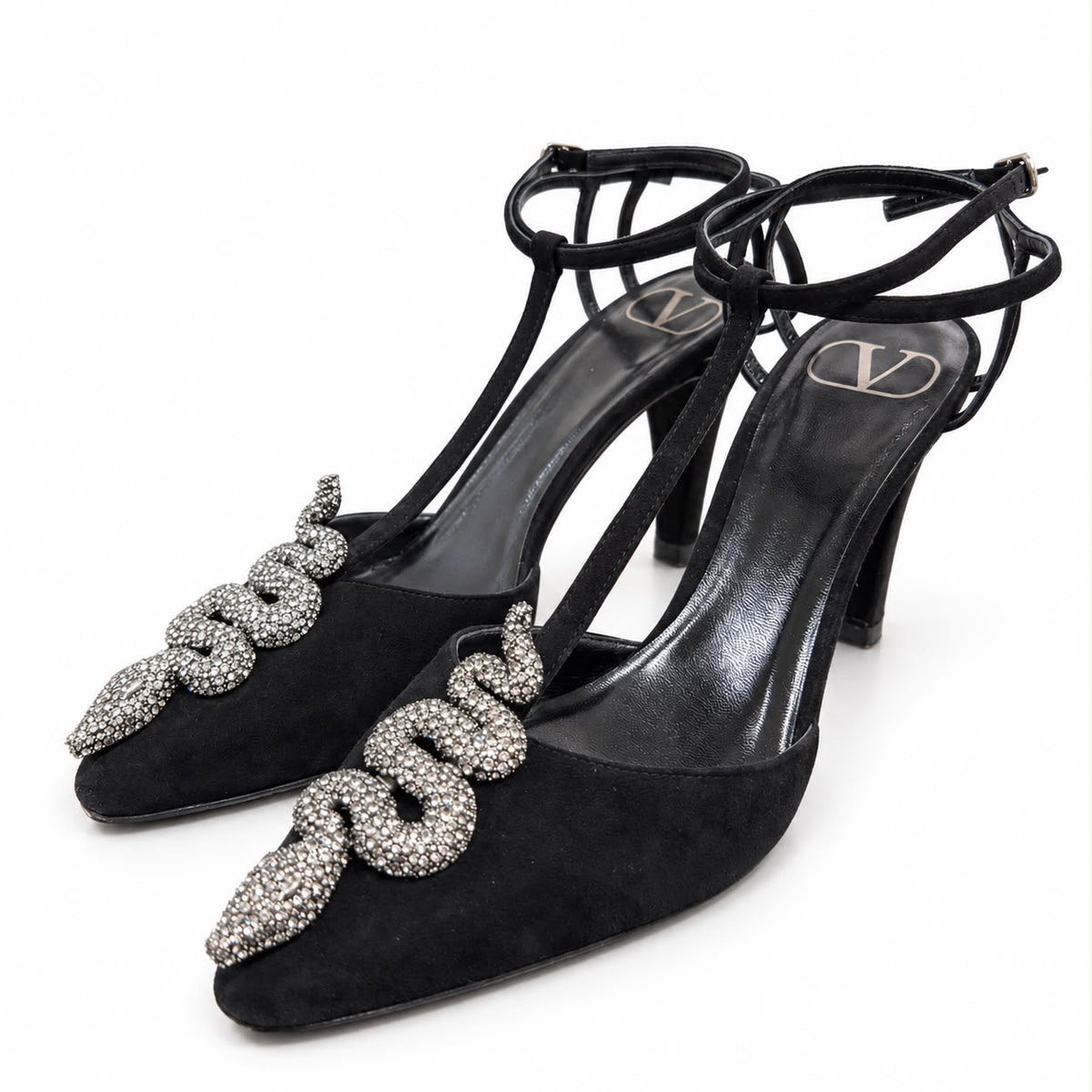 VALENTINO - PUMPS SERPENT BLACK SUEDE LEATHER SIZE 36,5 EU