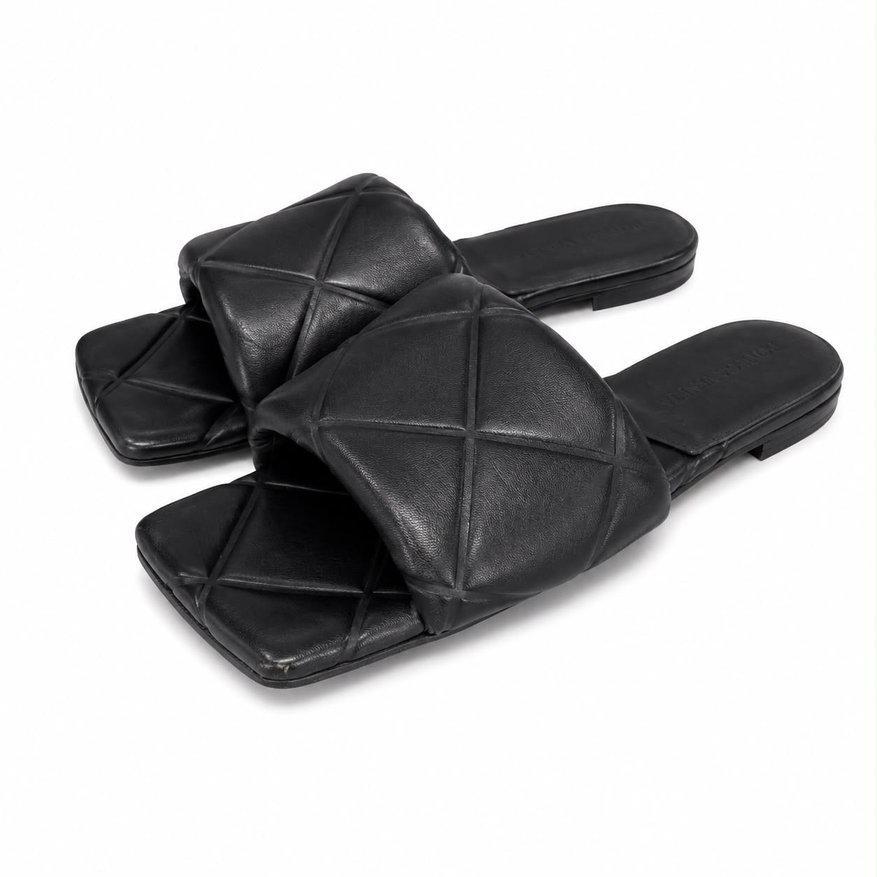 BOTTEGA VENETA - SANDALS LIDO BLACK LEATHER SIZE 37 EU