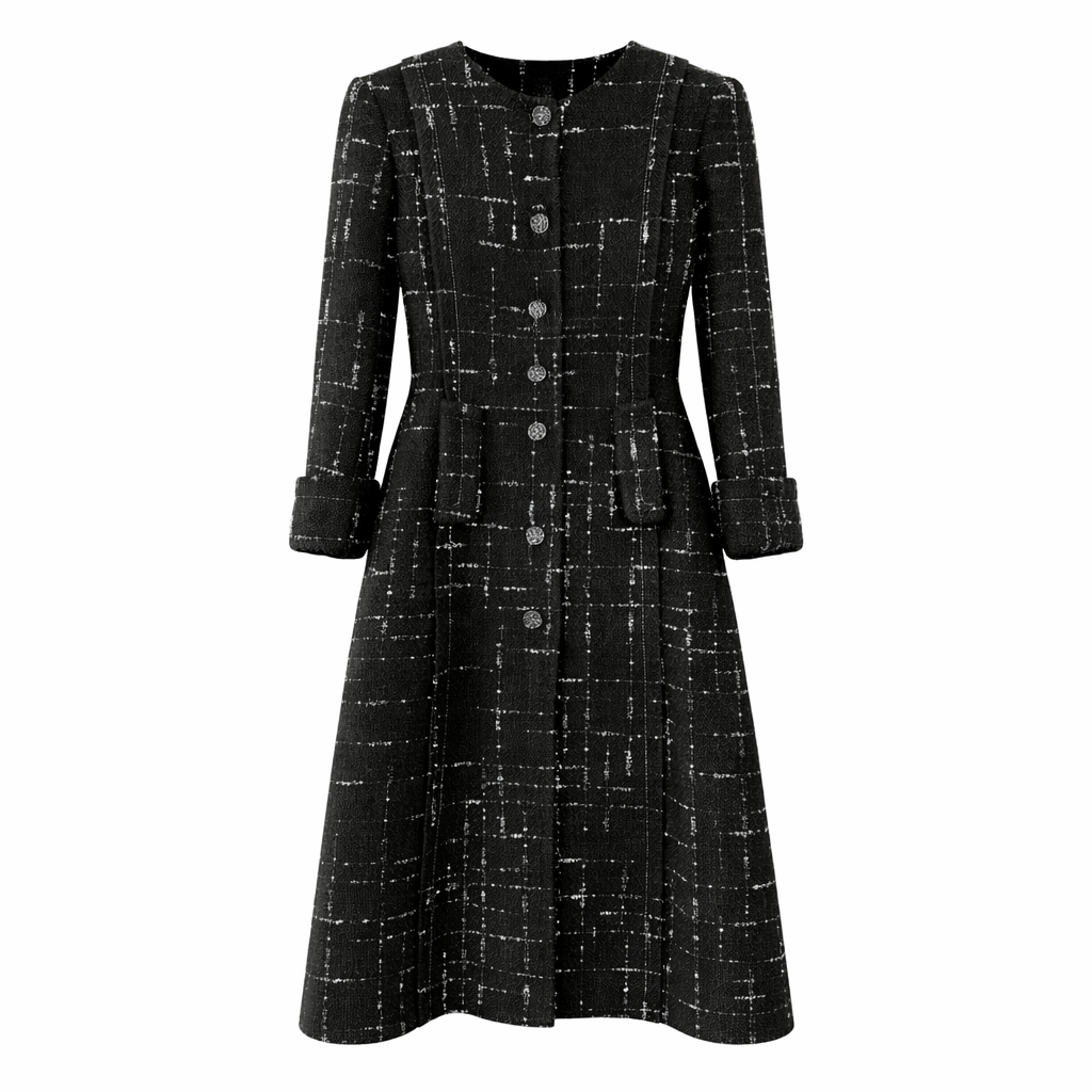 CHANEL - *NEVER WORN* MAXI COAT BLACK SILVER DETAILS SIZE 38 FR