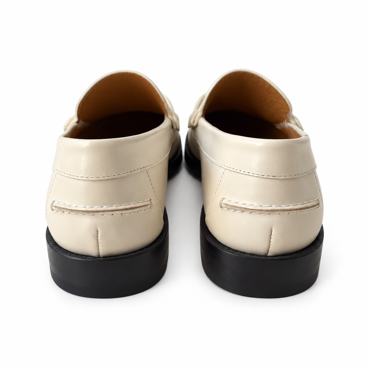 GUCCI - *NEW* LOAFERS MARMONT IVORY LEATHER WITH BLACK SOLES SIZE 37 EU