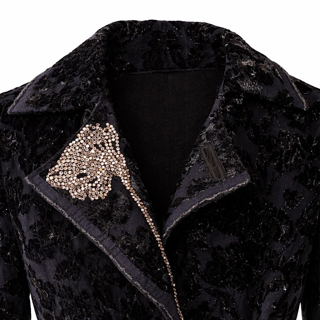 LANVIN - *NEW WITH TAG* COAT FLORAL JACQUARD BROCADE DOUBLE-BREASTED SIZE 40 FR