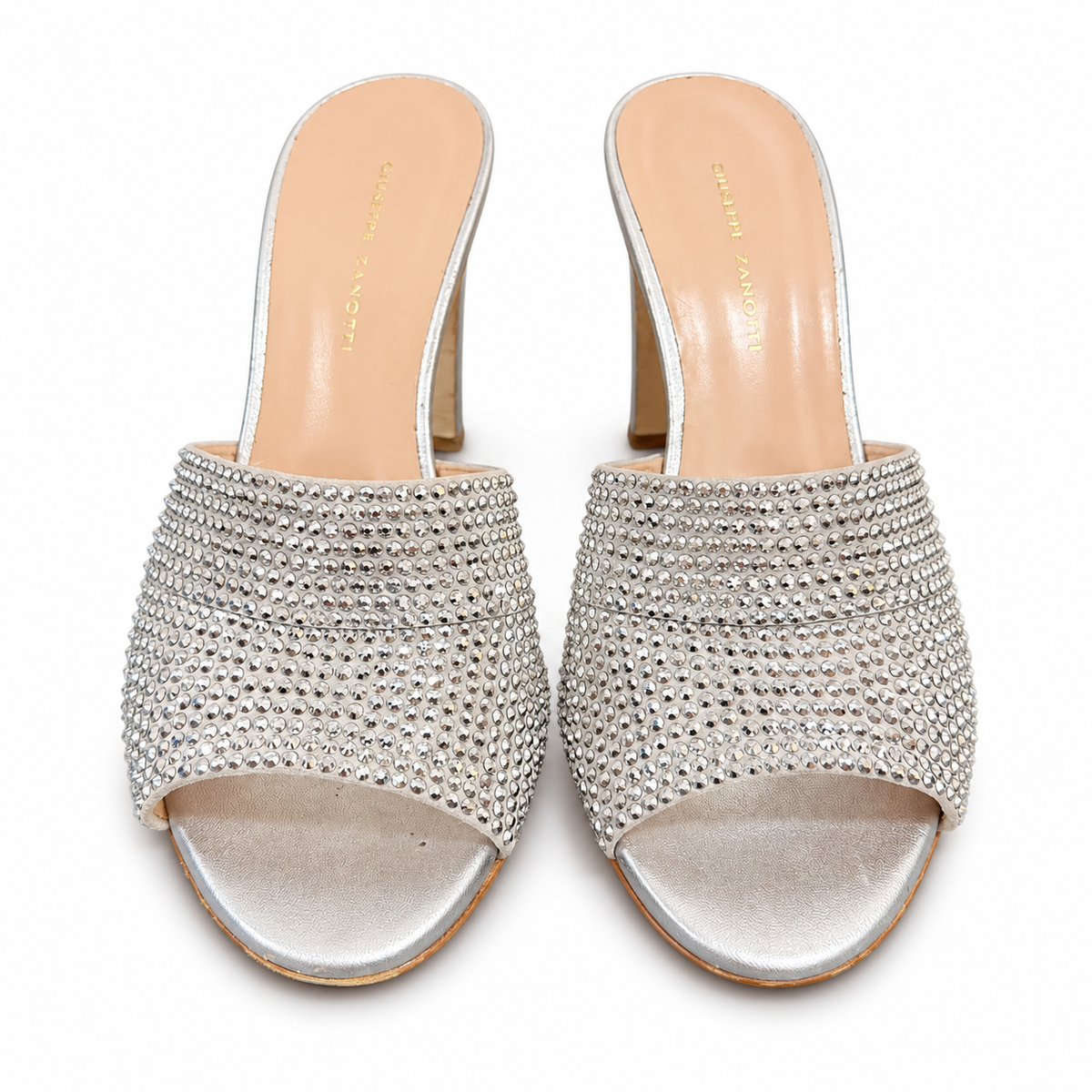 GIUSEPPE ZANOTTI - SANDALS METALLIC CRYSTAL-EMBELLISHED SIZE 37 EU