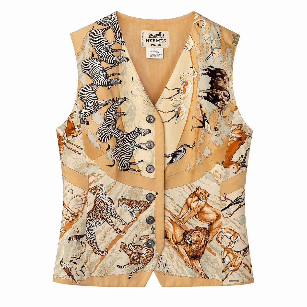 HERMÈS - *VINTAGE* VEST SILK SAFARI SIZE 38 FR