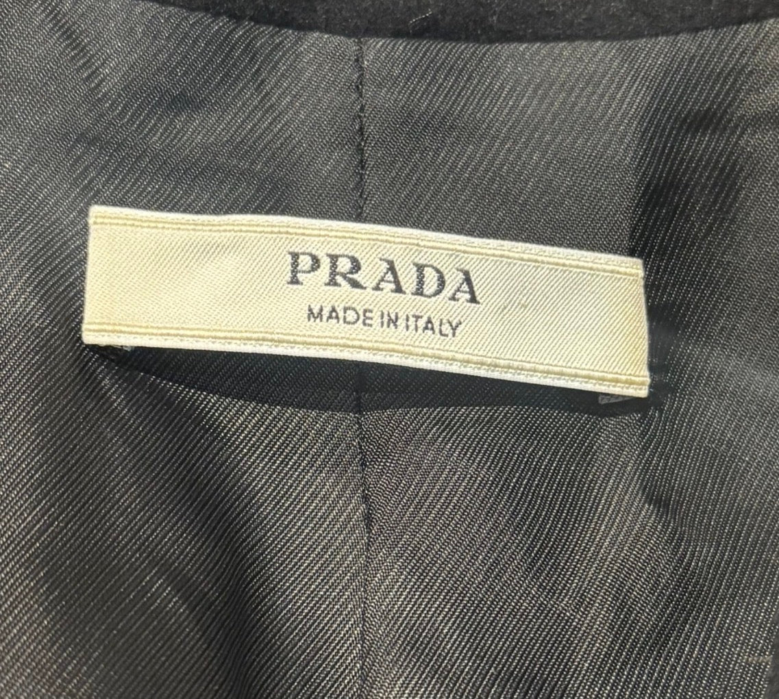PRADA - COAT BLACK BLACK BEADED EMBROIDERY