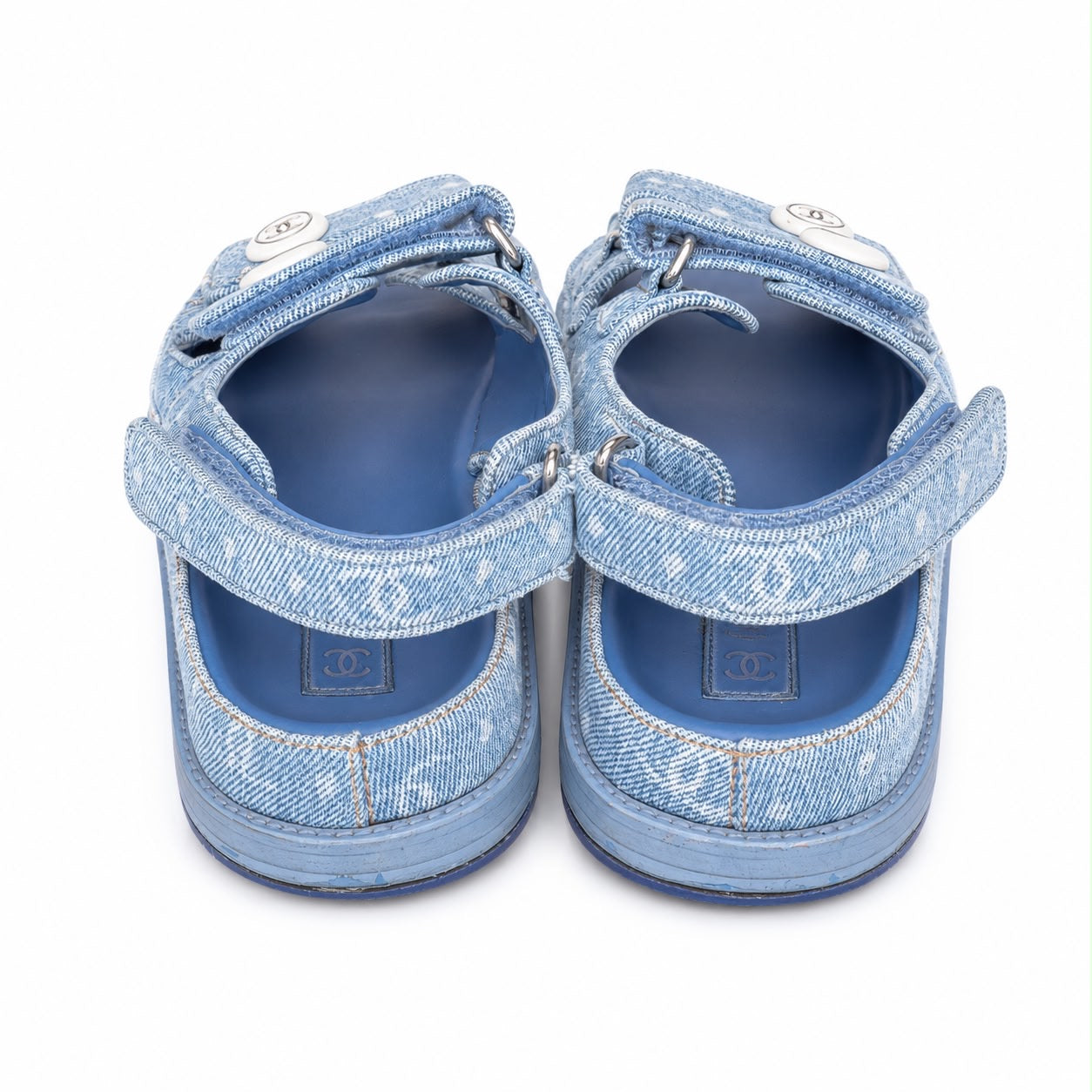 CHANEL - SANDALS DAD LIGHT BLUE DENIM WITH LOGO SIZE 38,5 EU