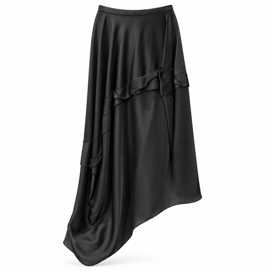 ALEXANDER MCQUEEN - SKIRT LONG ASYMMETRIC BLACK SIZE XS