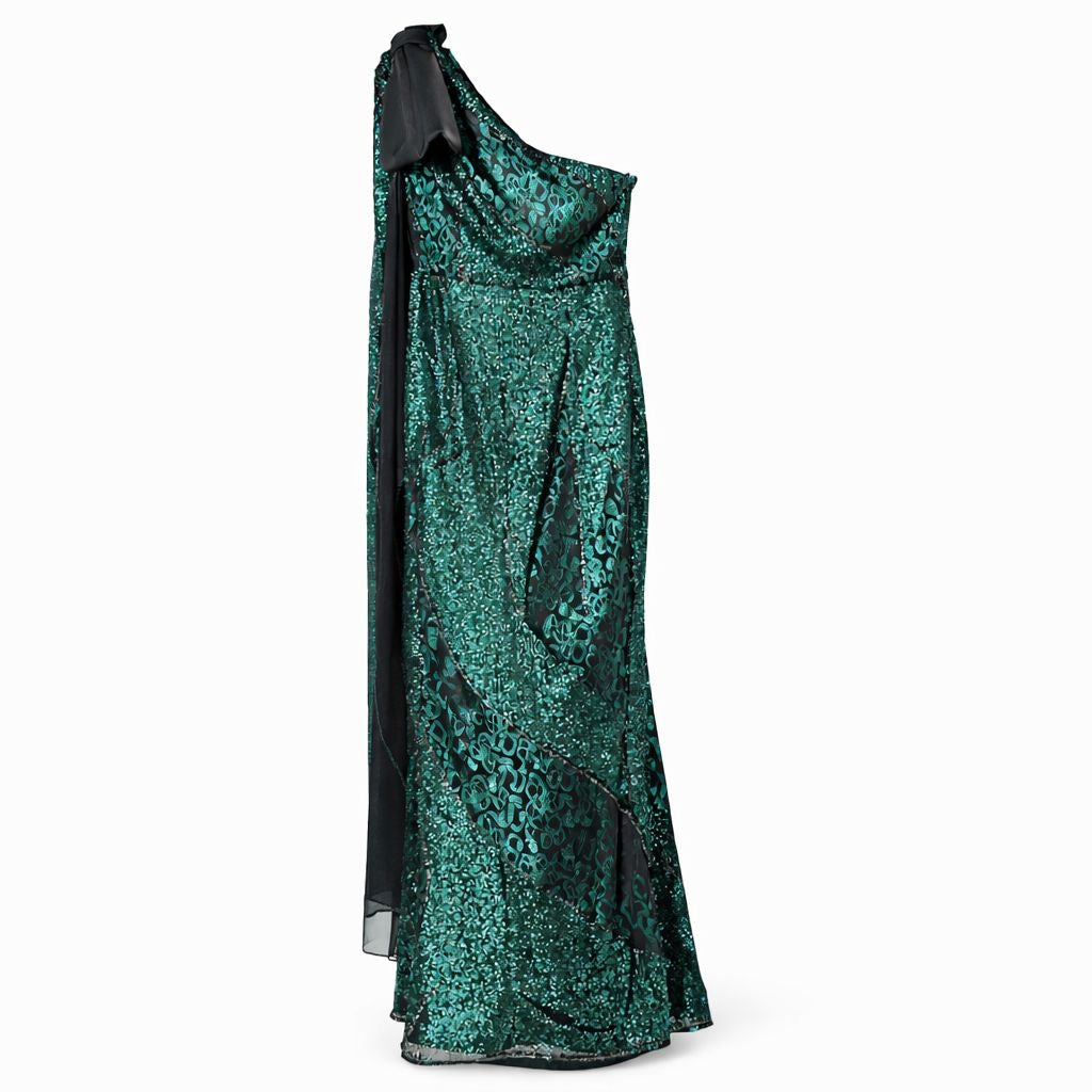 SAFIYAA - LONG DRESS GREEN SEQUINS SIZE 48 FR
