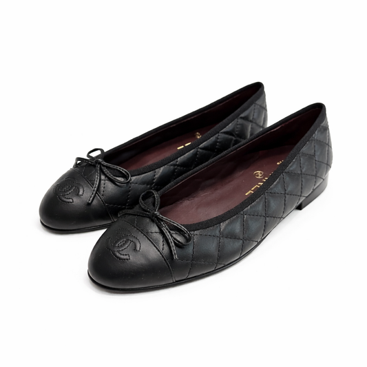 CHANEL - *BRAND NEW* BALLERINA BLACK LEATHER SIZE 36 EU